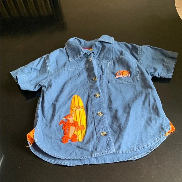 Disney Tigger button down Blue Kids Surfing Shirt